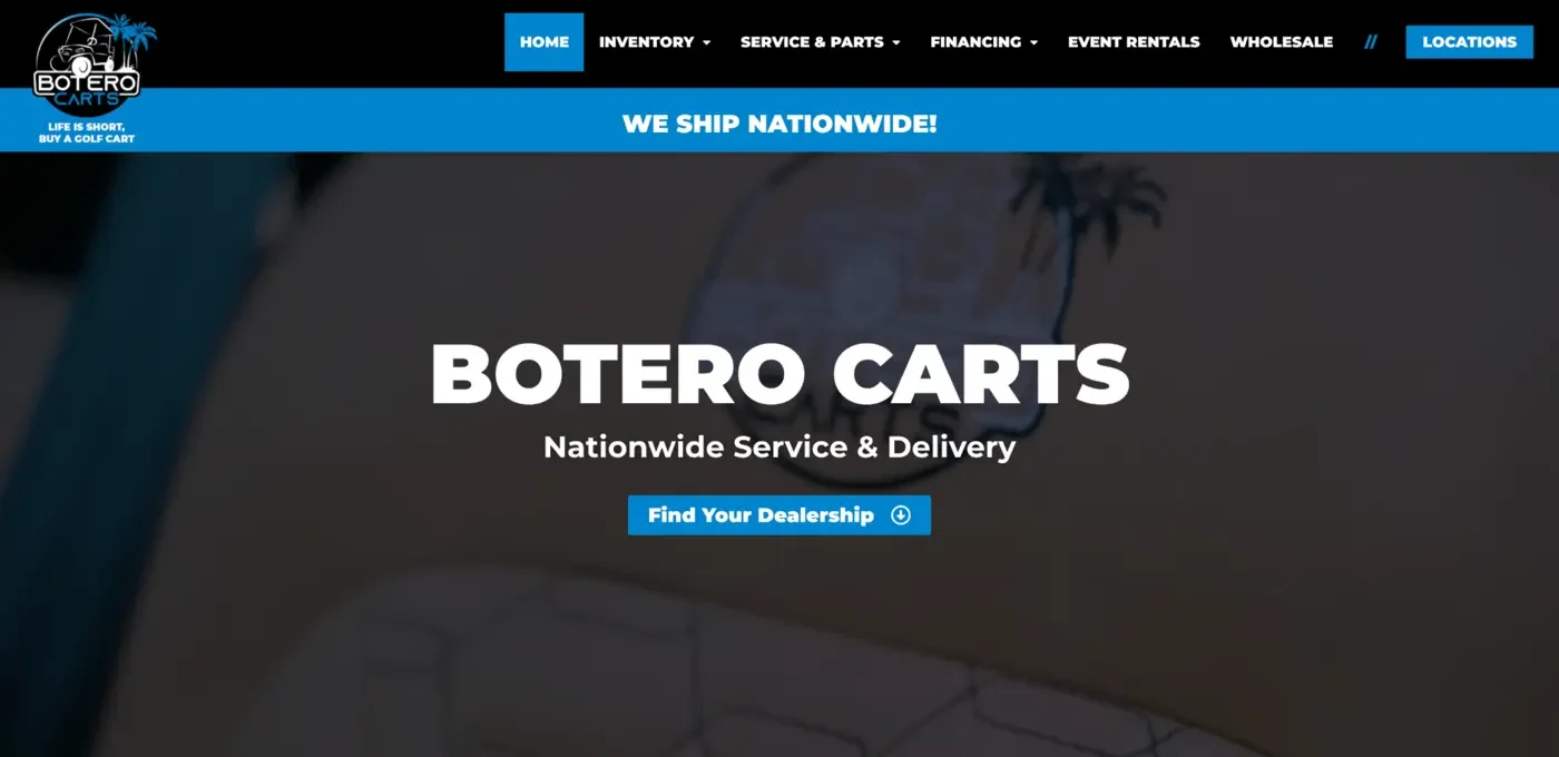 Botero Carts website built by Golf Cart Resource Dealer Services