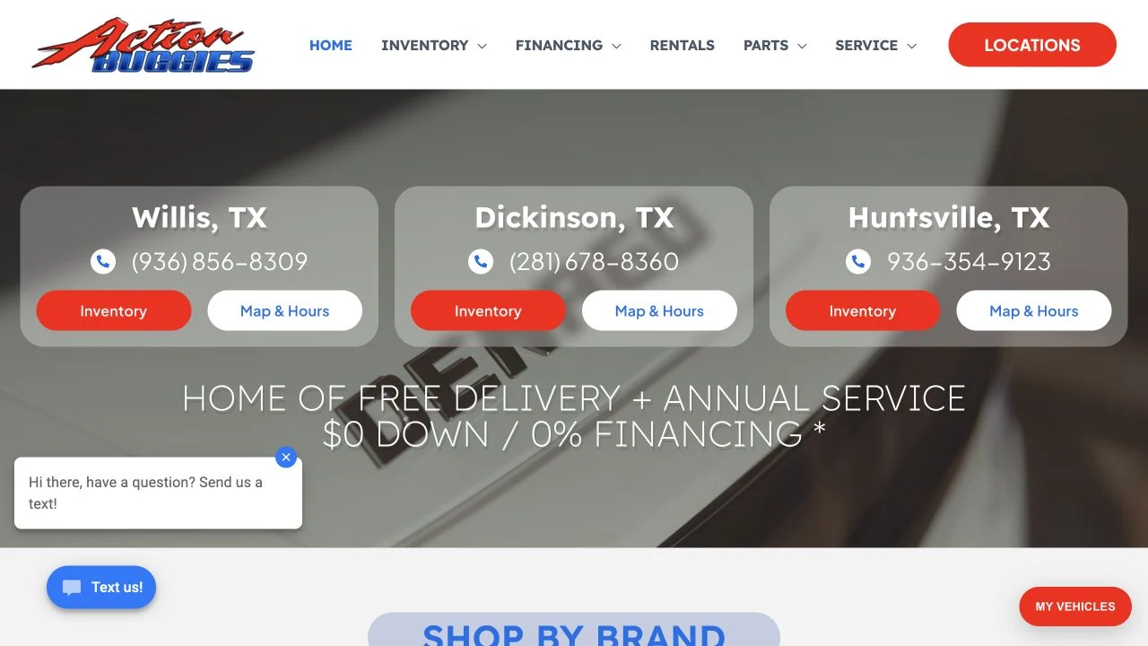 Action Buggies dealership website